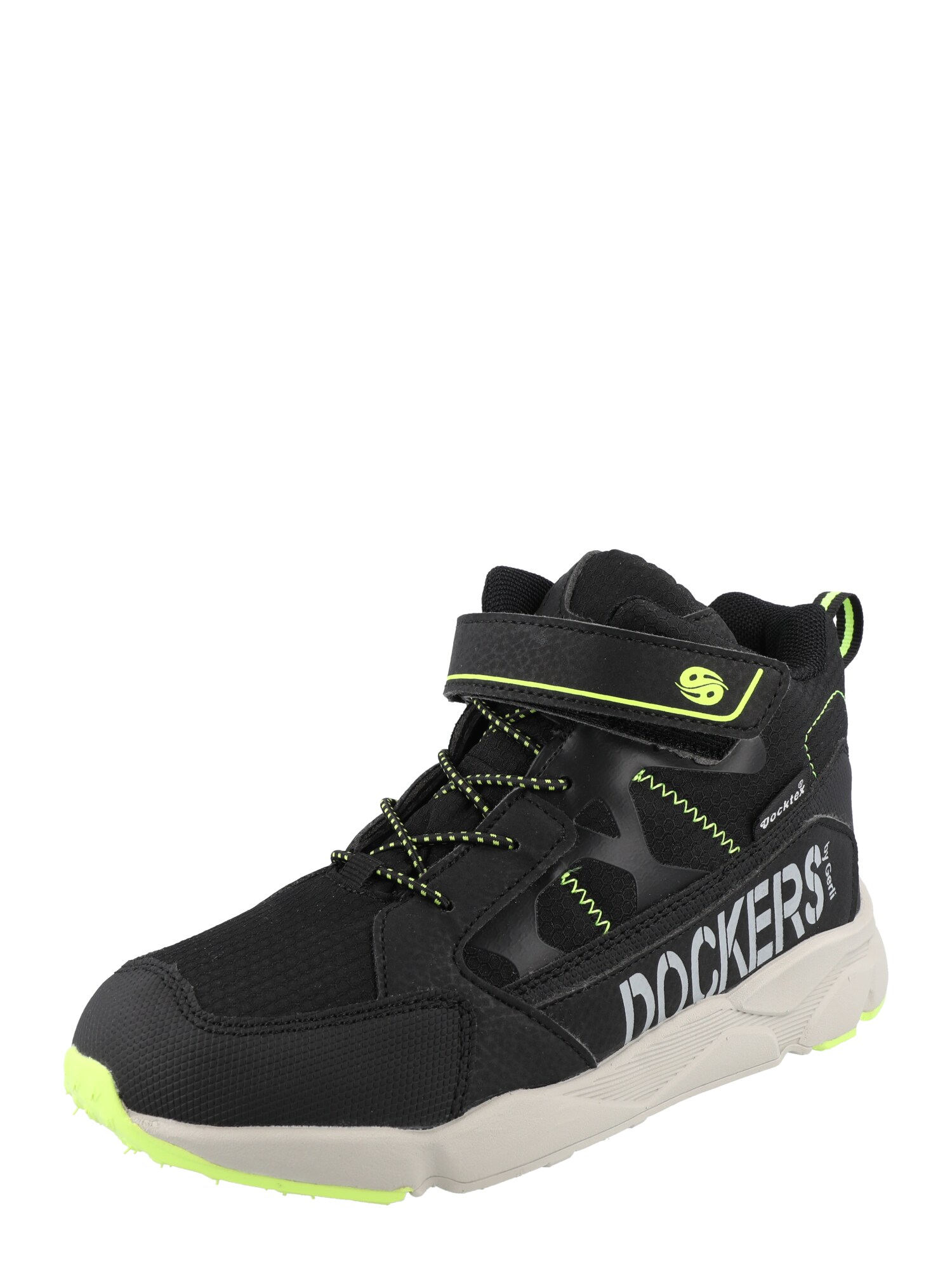 Dockers by Gerli Sportcipő  fekete / neonzöld / világosszürke
