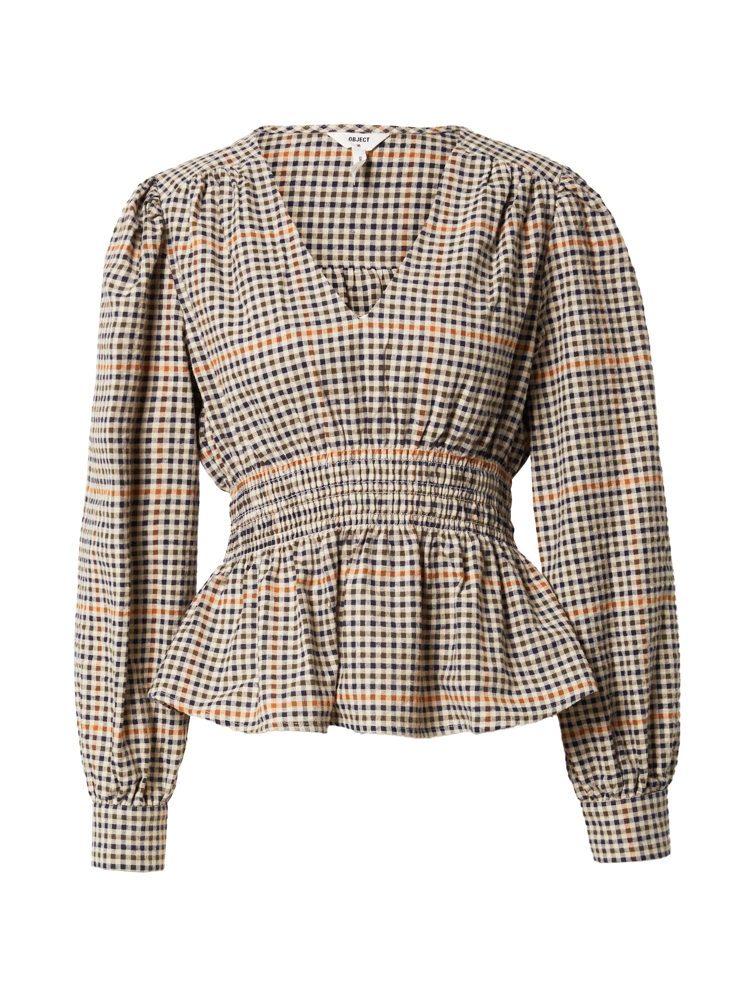 OBJECT Blúz 'ANDRIA'  fehér / khaki / konyak / tengerészkék