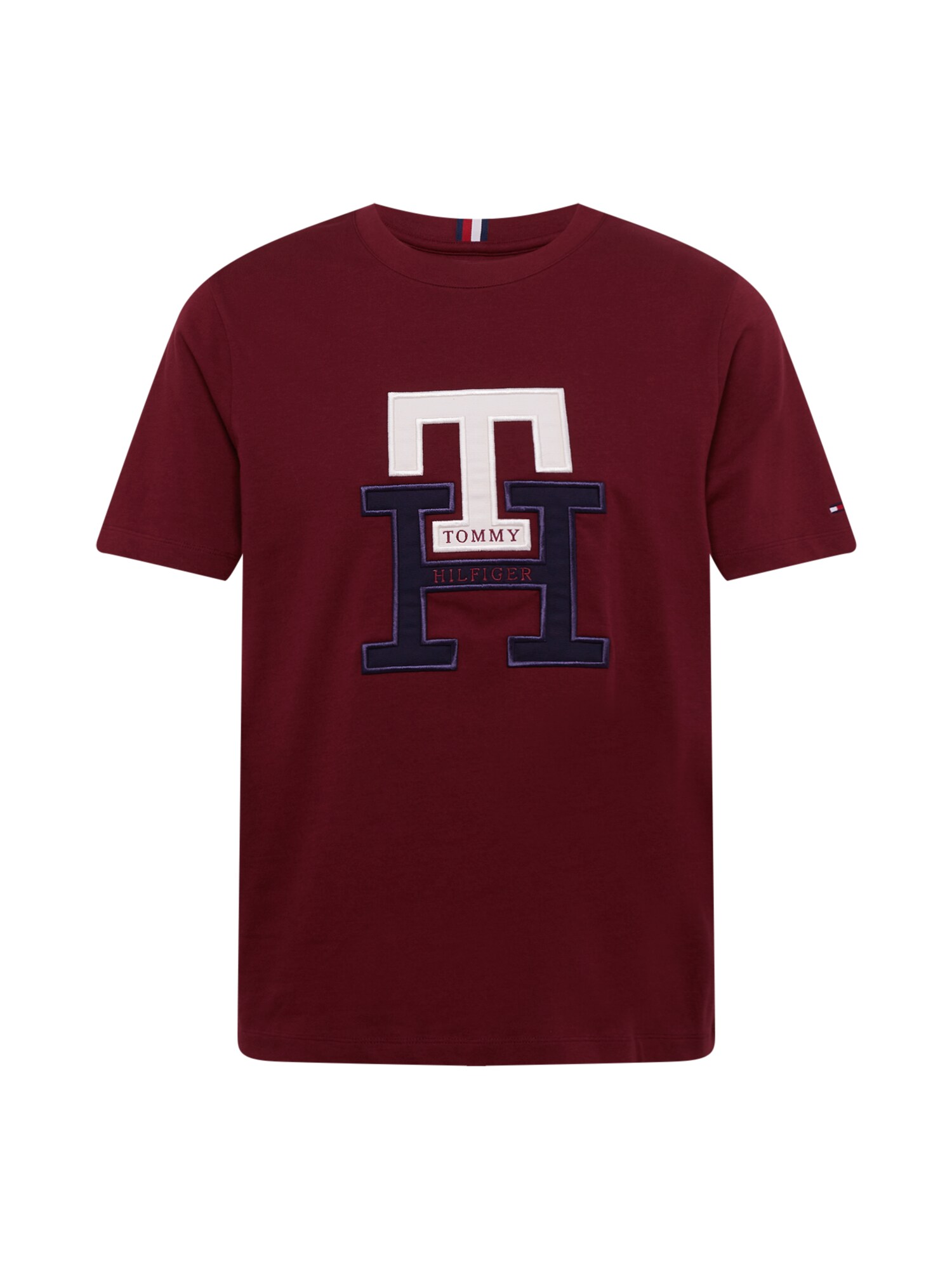 TOMMY HILFIGER Póló  bordó / fehér / tengerészkék