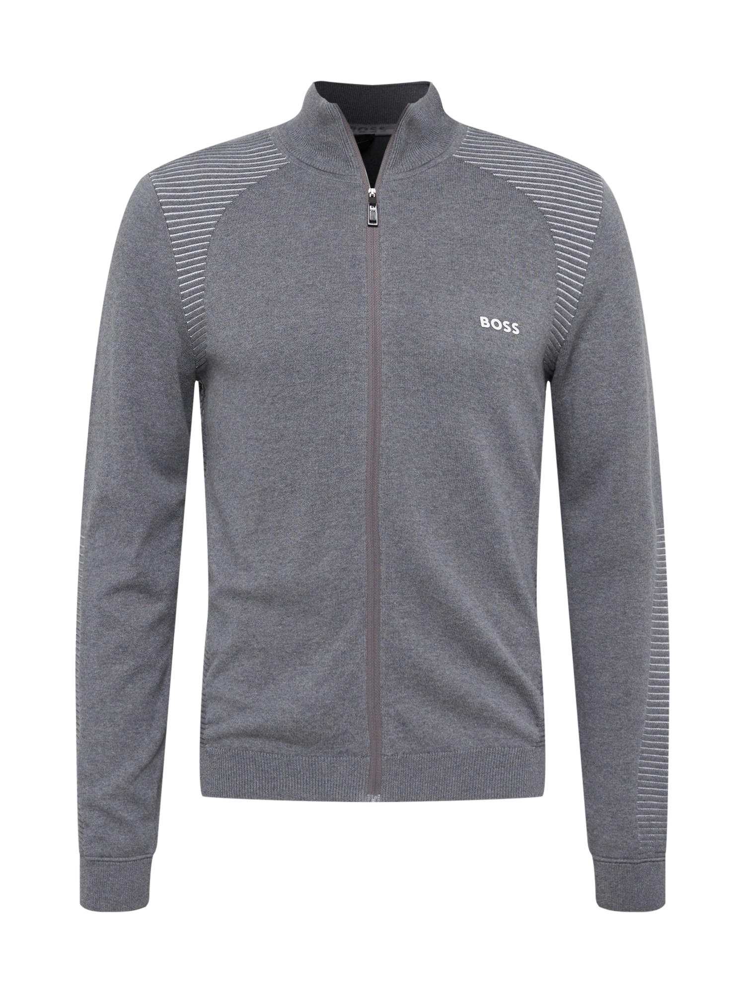 BOSS Green Kardigán 'Zamal'  szürke melír / fehér