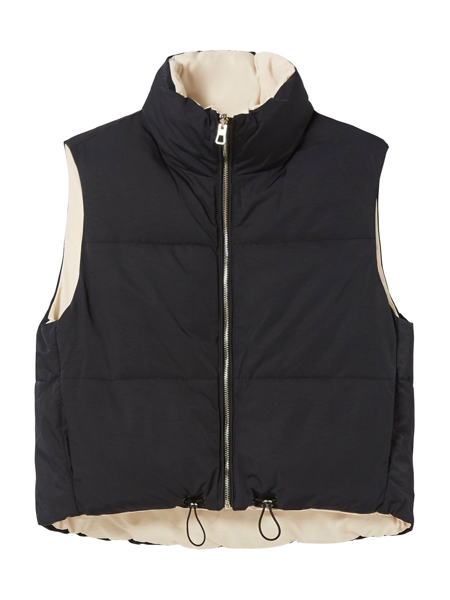 Bershka Mellény  fekete / ekrü