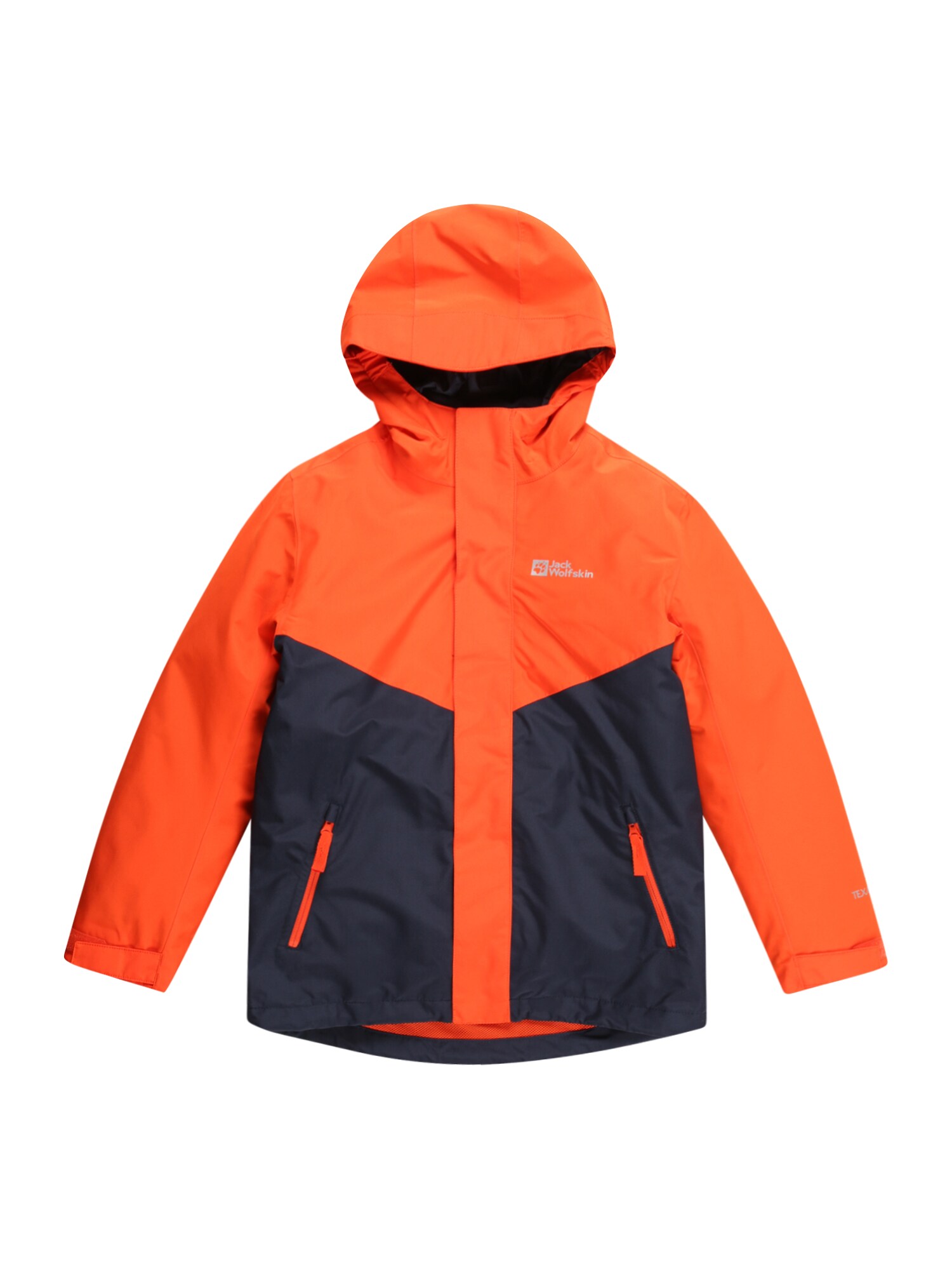 JACK WOLFSKIN Kültéri kabátok 'REBEL ROCK'  éjkék / fehér / sötét narancssárga