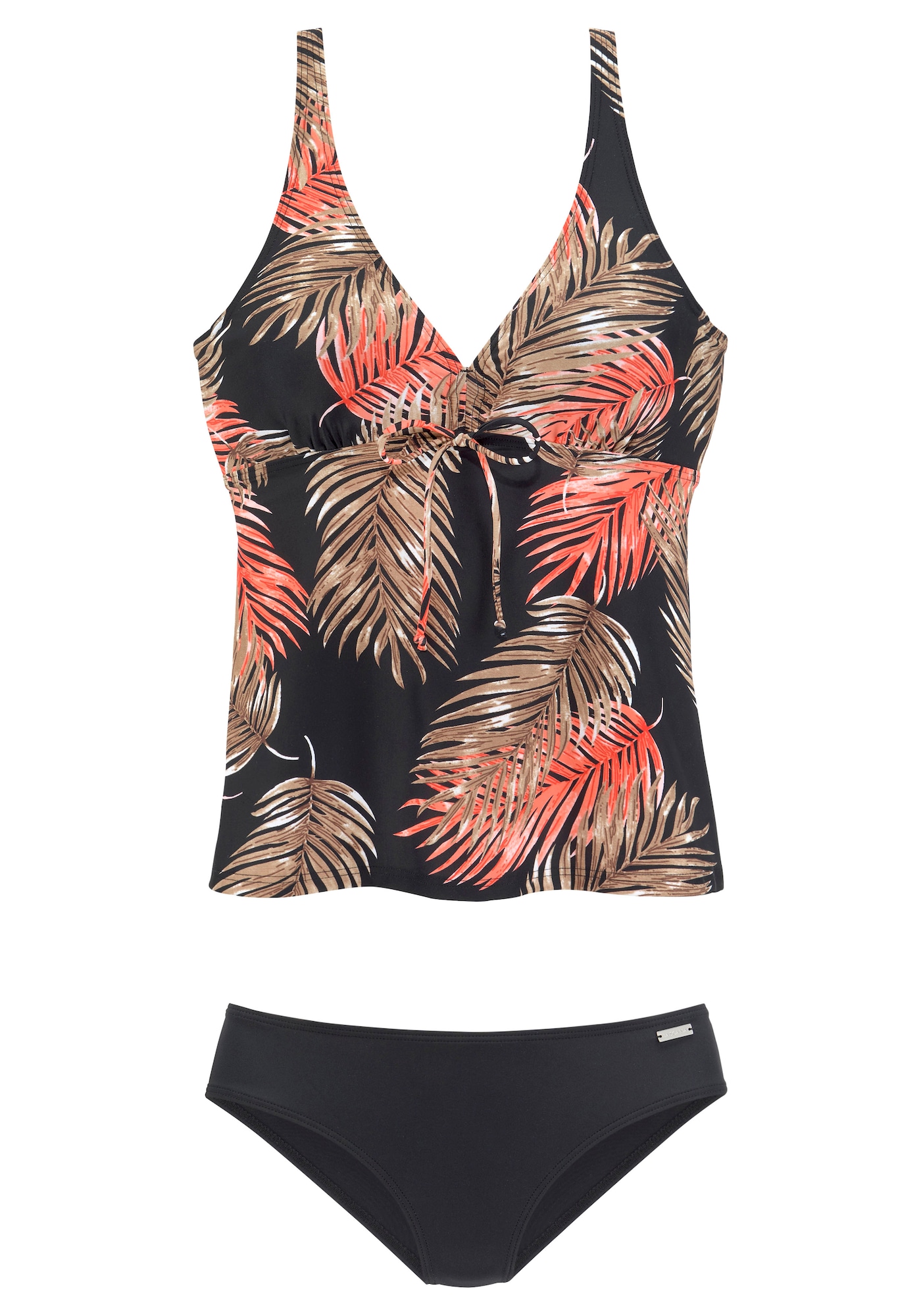 LASCANA Tankini  fekete / fehér / narancs / barna