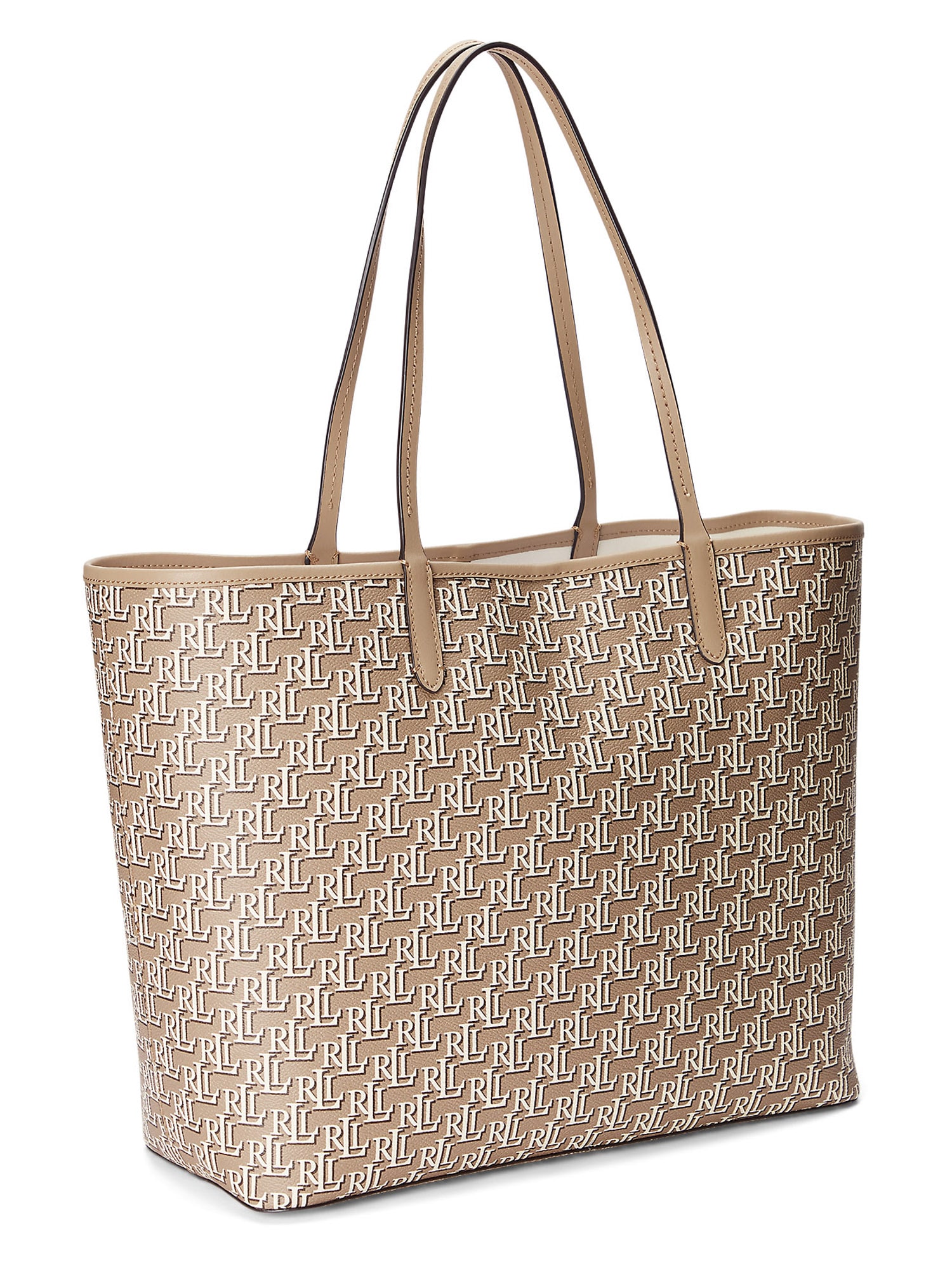 Lauren Ralph Lauren Shopper táska 'COLLINS'  teveszín / világosbarna / fehér