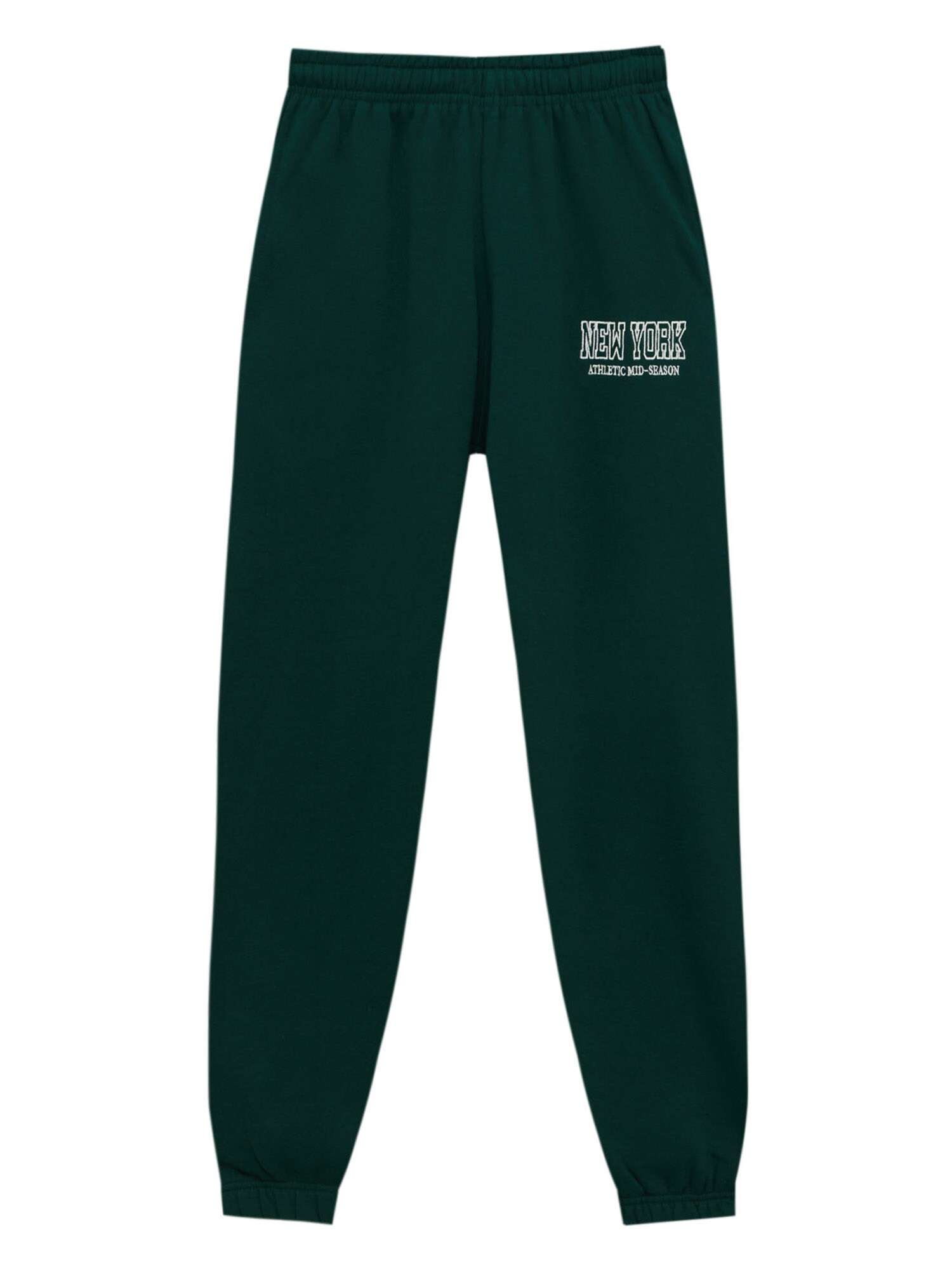 Pull&Bear Nadrág  sötétzöld / fehér