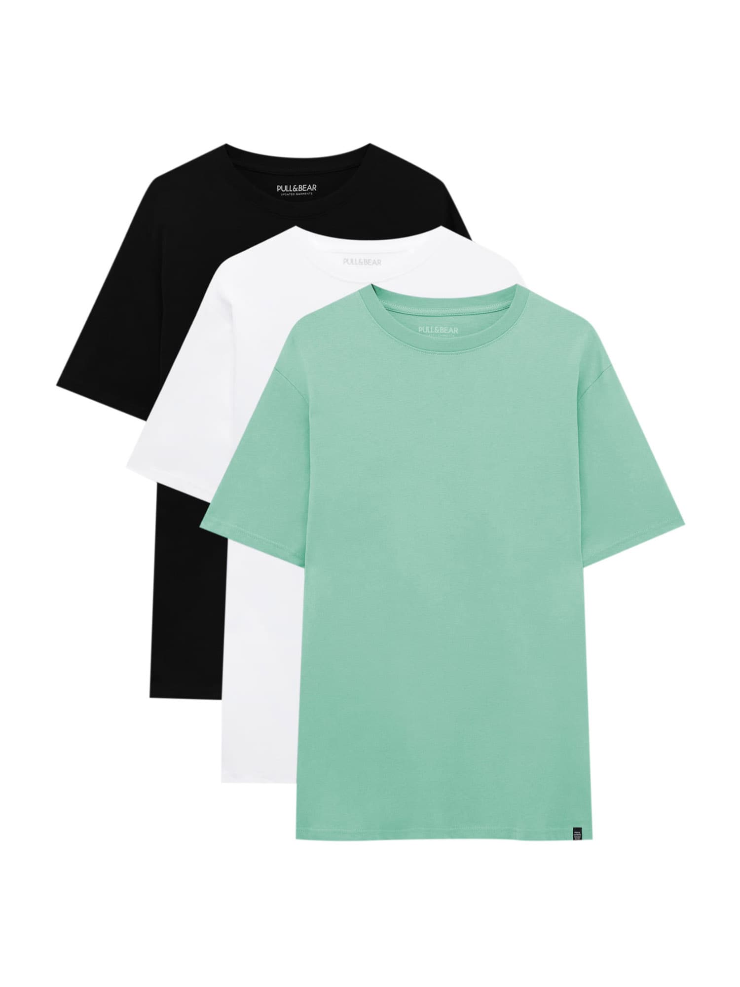 Pull&Bear Póló  fehér / menta / tengerészkék