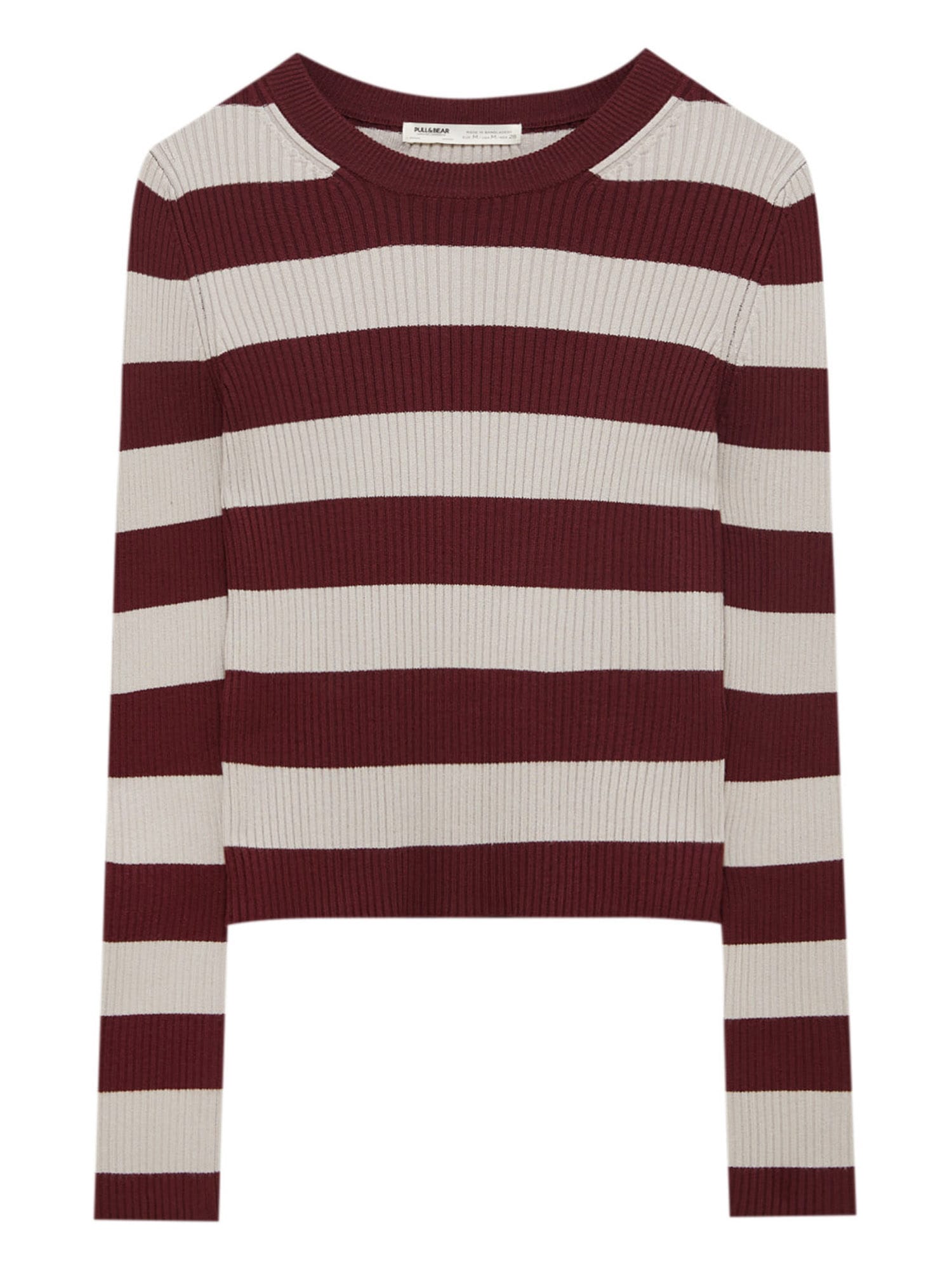 Pull&Bear Pulóver  burgundi vörös / bézs