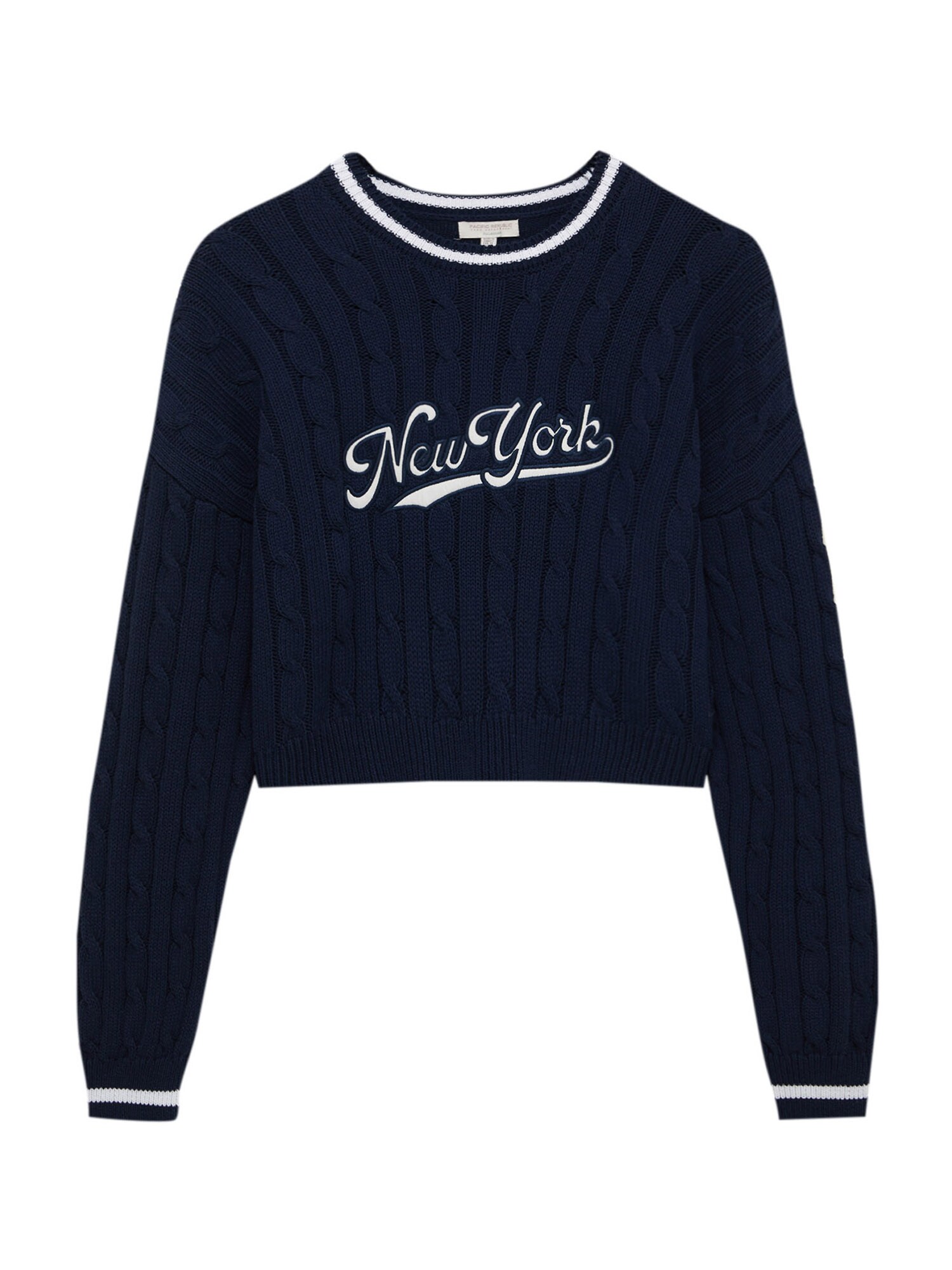Pull&Bear Pulóver  tengerészkék / fehér