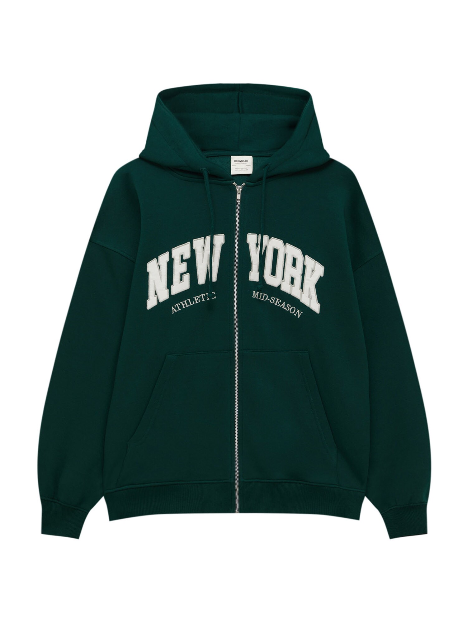 Pull&Bear Tréning dzseki  sötétzöld / piszkosfehér