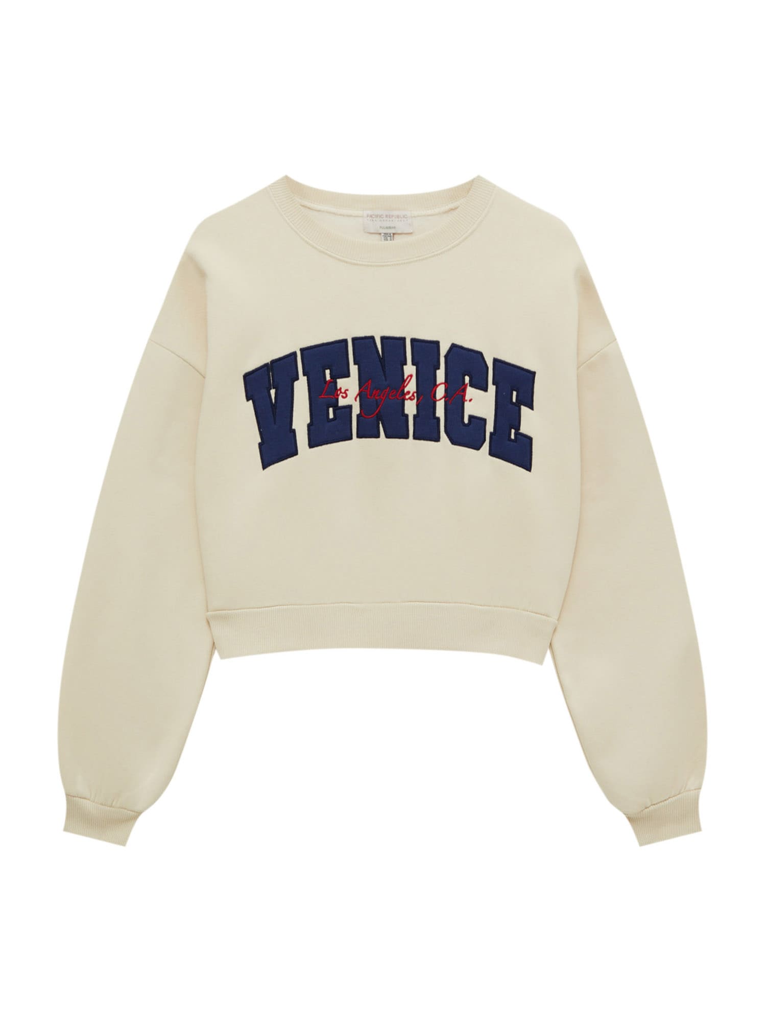 Pull&Bear Tréning póló  ekrü / tengerészkék / vérvörös