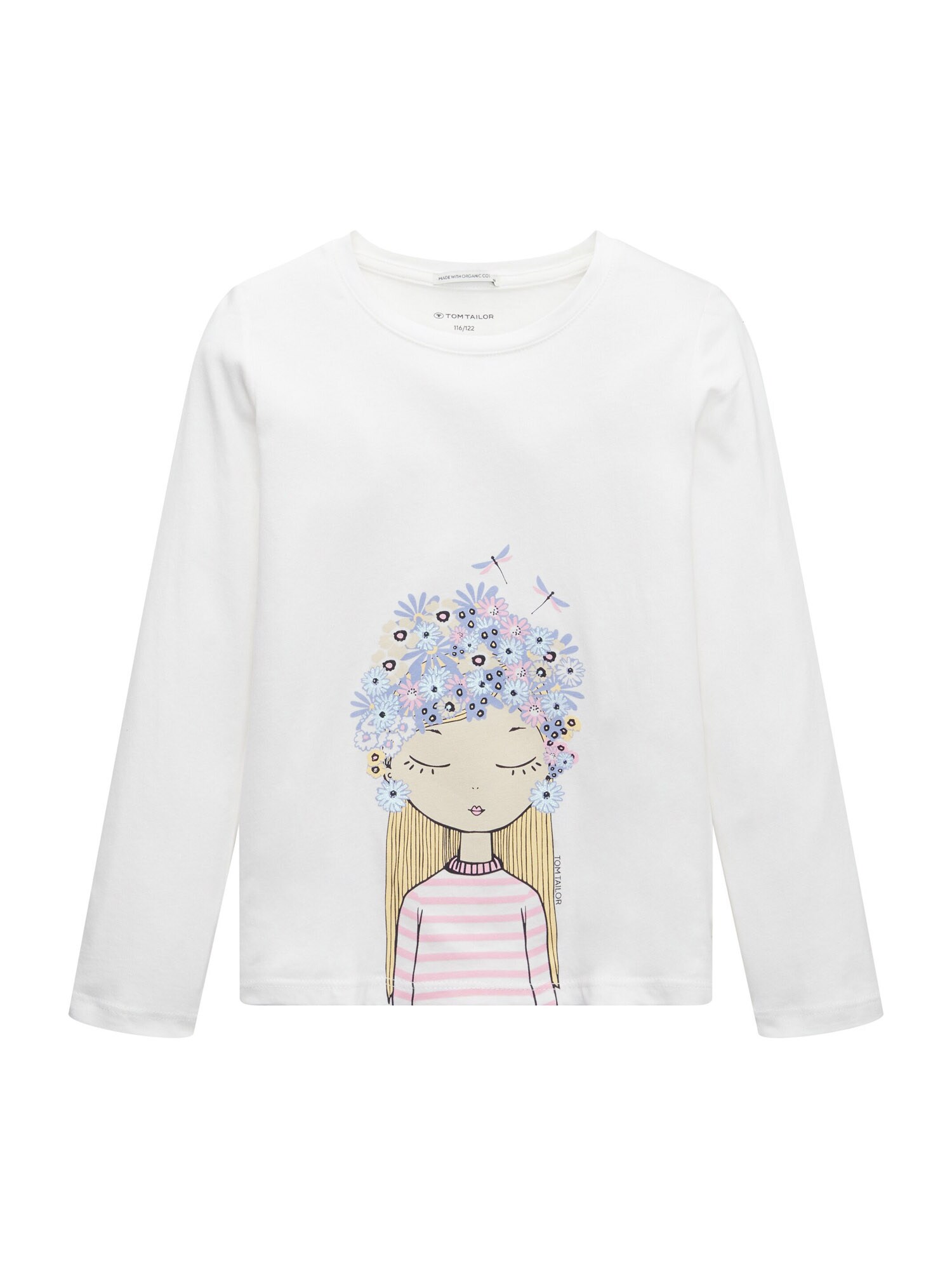 TOM TAILOR Póló  fehér / világoskék / rózsaszín / fekete