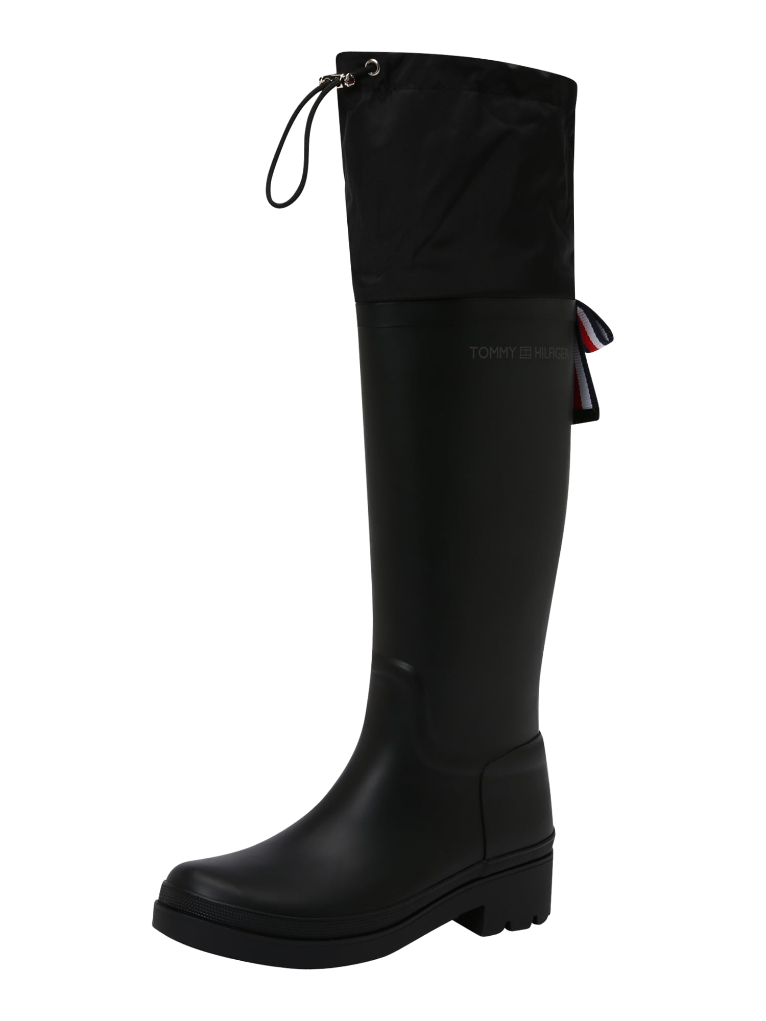 TOMMY HILFIGER Gumicsizmák  fekete / rikító piros / fehér / sötétkék