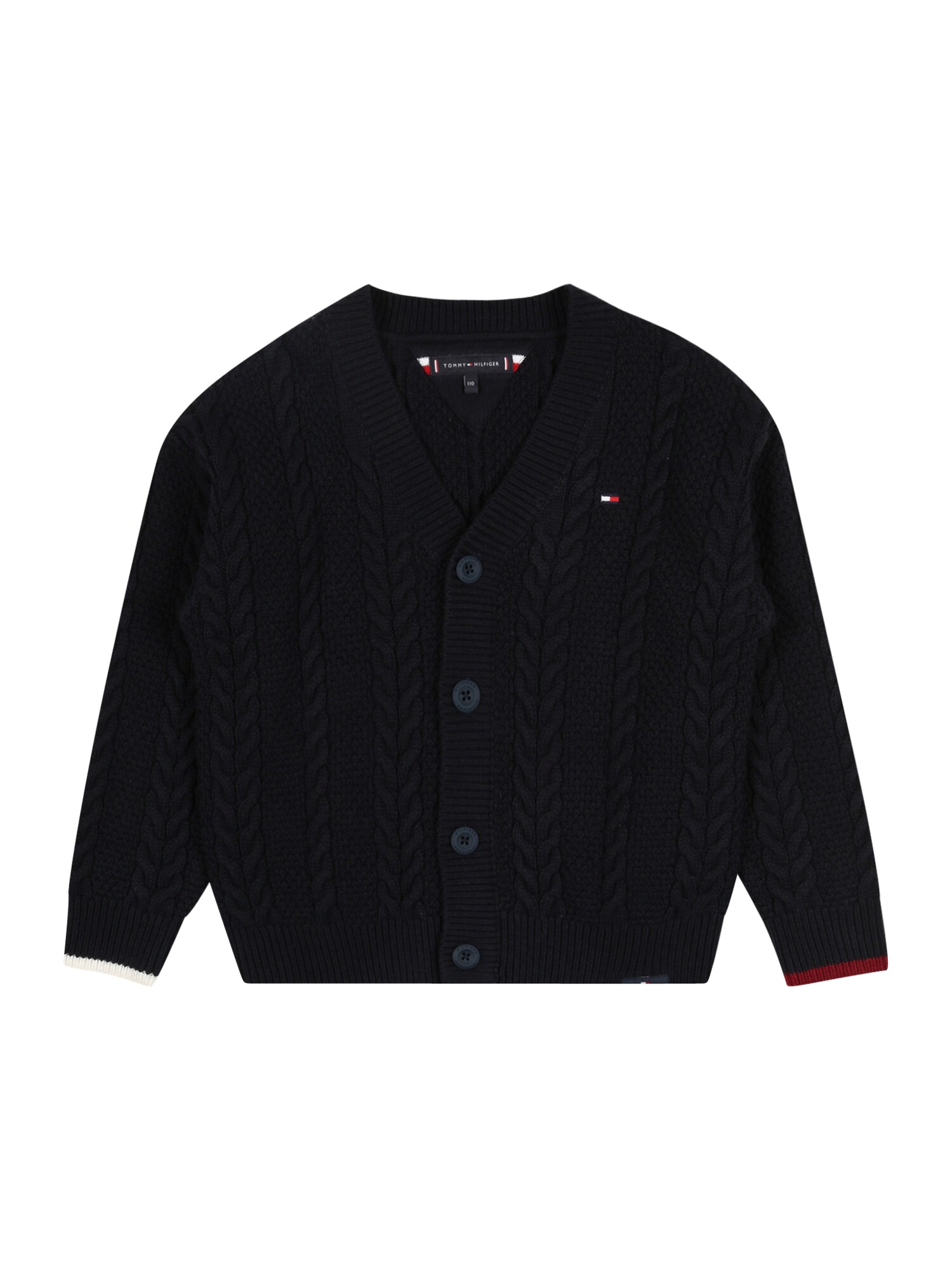 TOMMY HILFIGER Kardigán  éjkék / fehér / piros