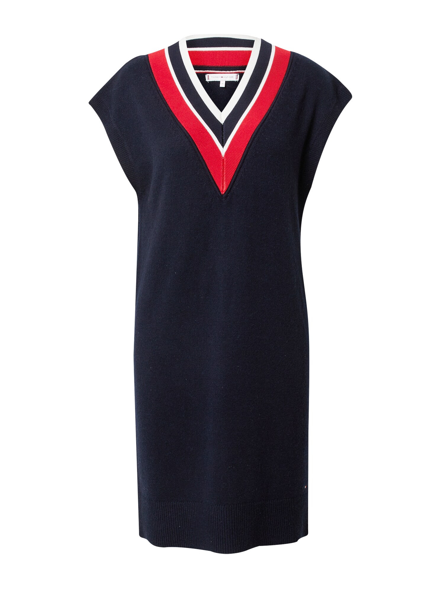 TOMMY HILFIGER Kötött ruhák  sötétkék / fehér / fekete / neonpiros
