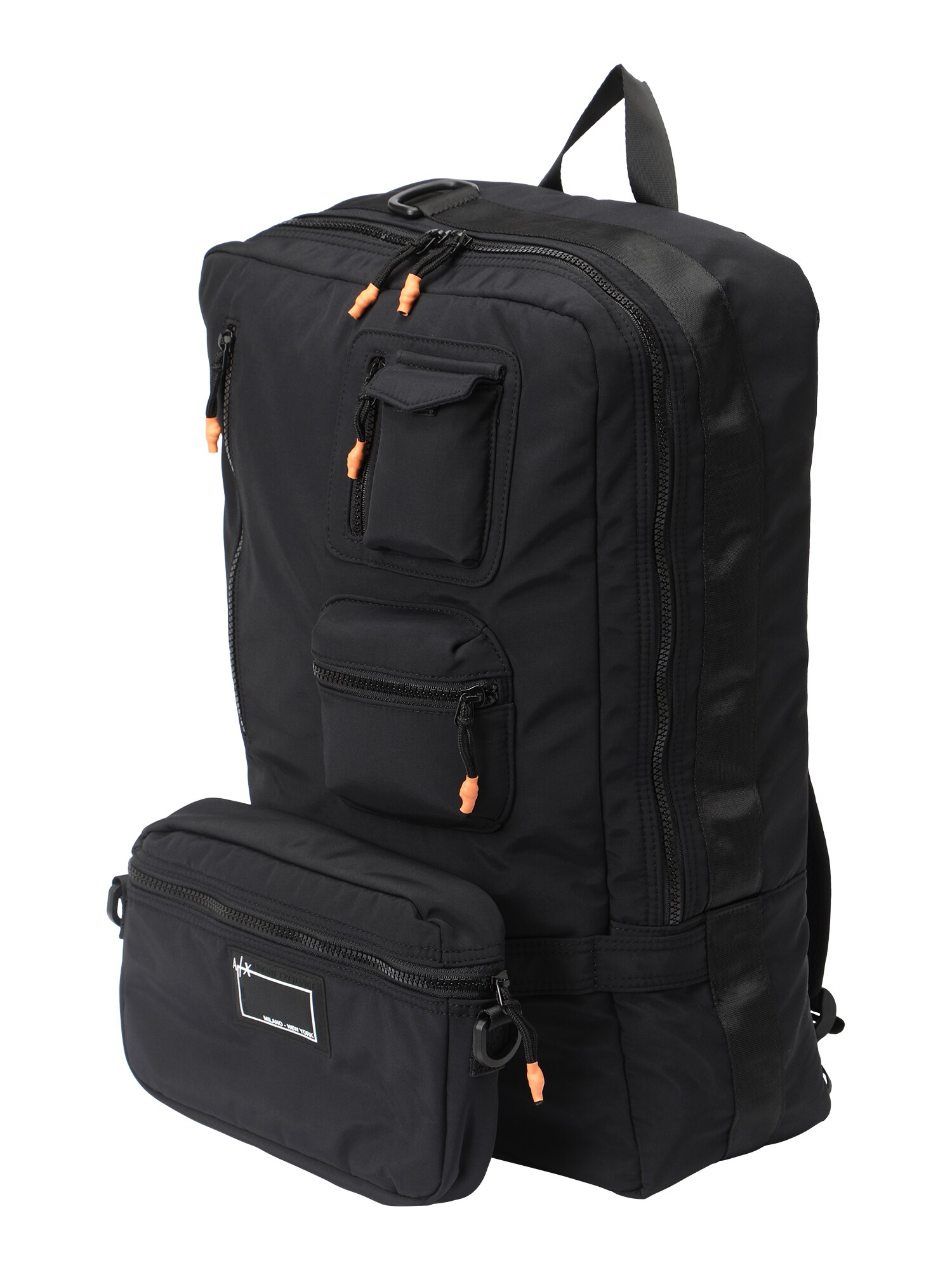 ARMANI EXCHANGE Hátizsák  fekete / fehér / világos narancs