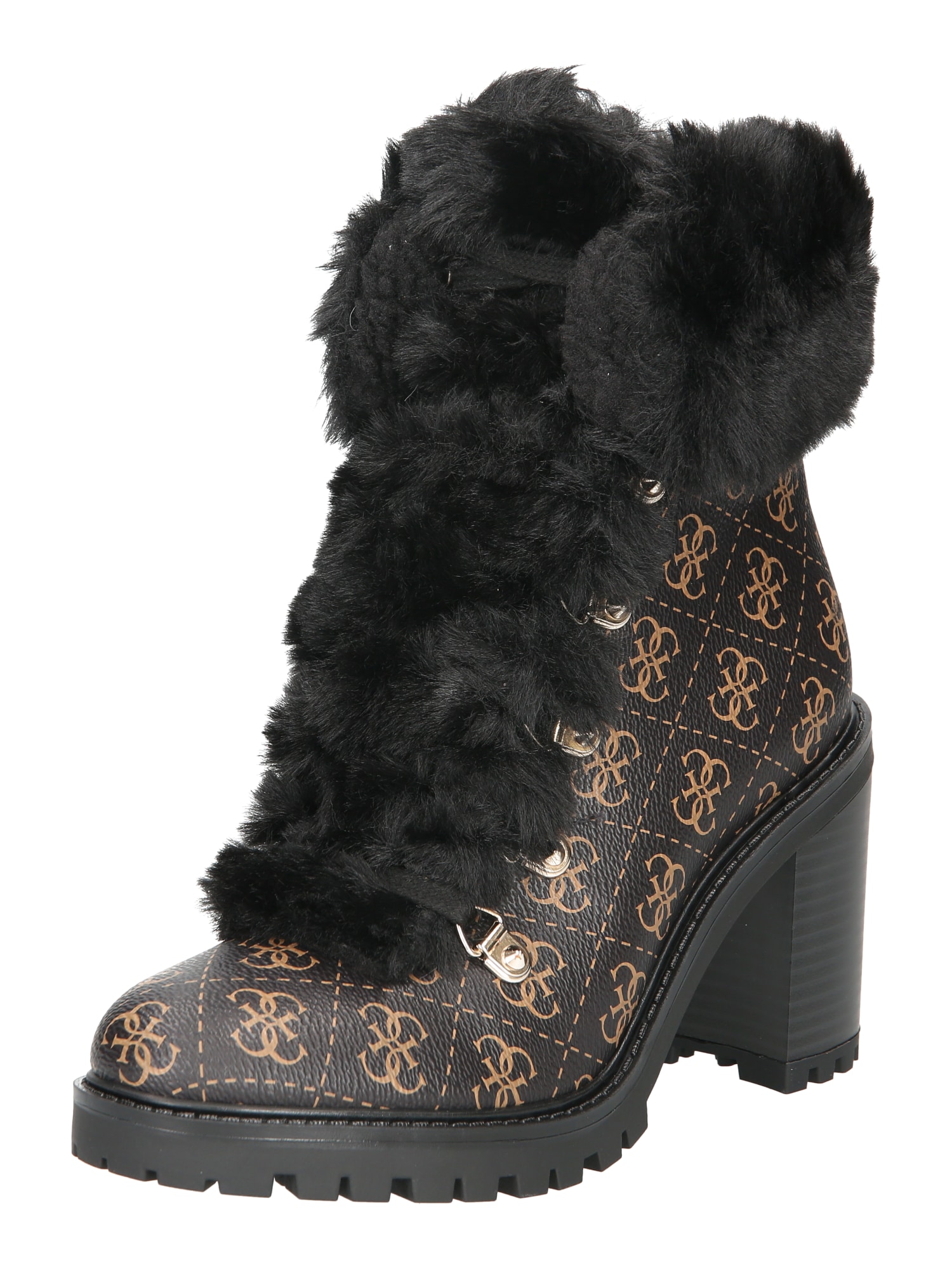 GUESS Fűzős rövid szárú csizmák 'GALWAY'  barna / fekete / arany