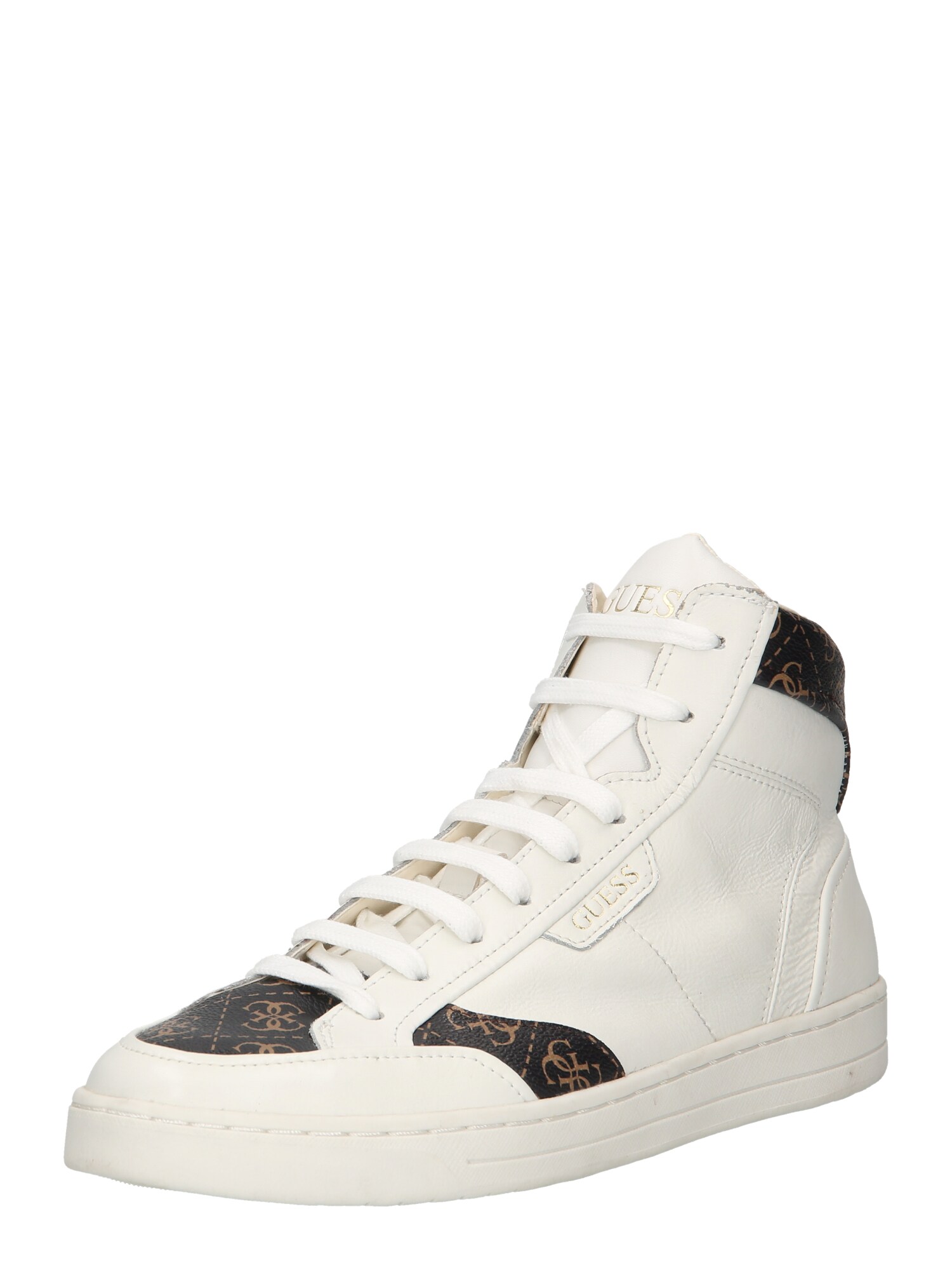 GUESS Magas szárú edzőcipők 'CERTOSA'  fehér / barna / sötét bézs