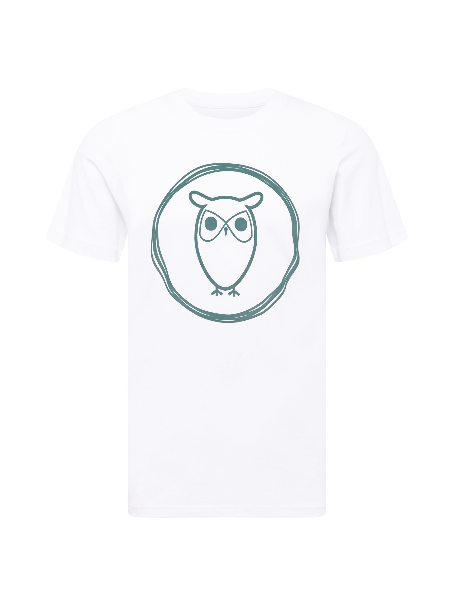 KnowledgeCotton Apparel Póló 'Owl'  fehér / smaragd