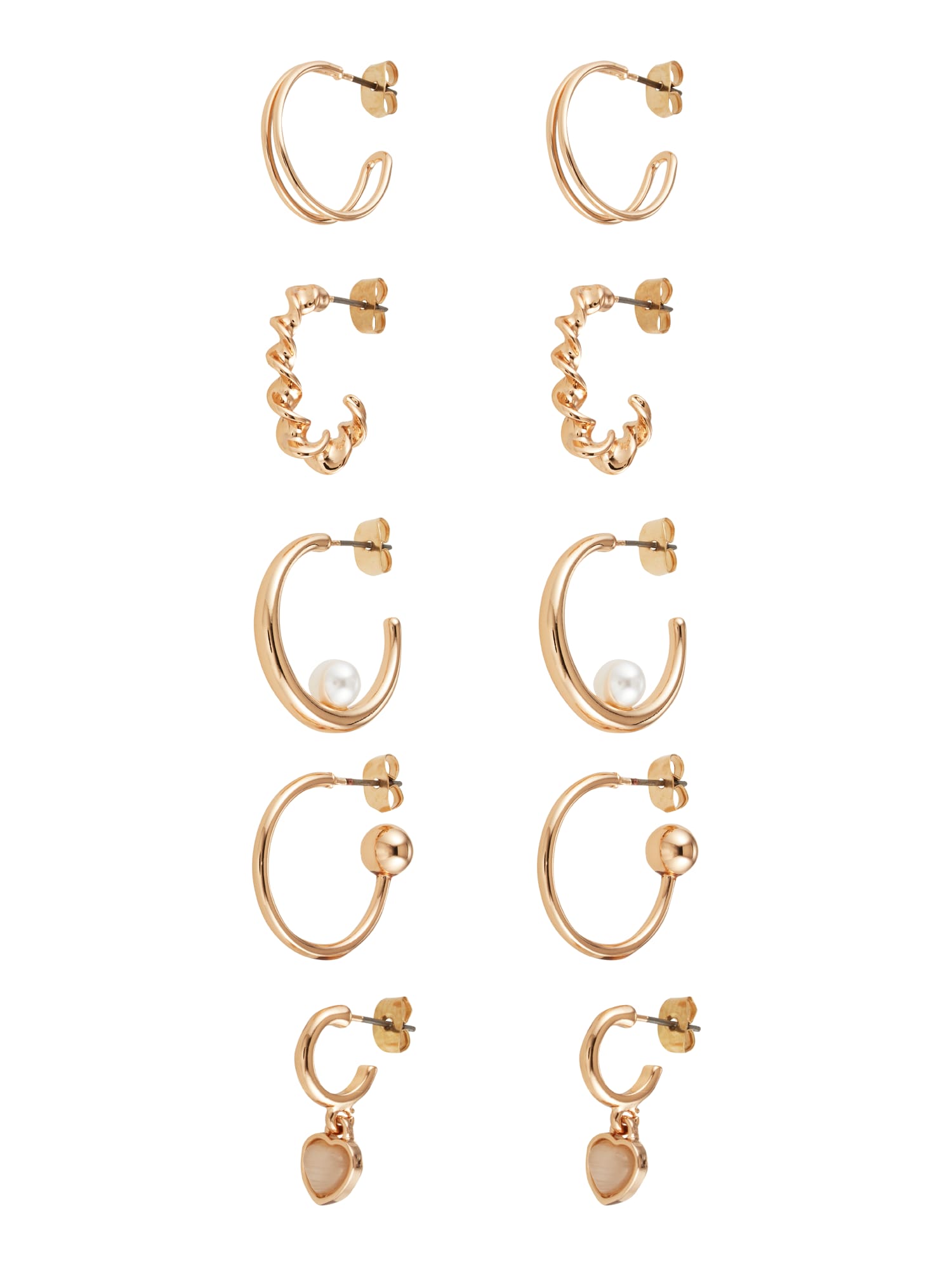 PIECES Fülbevalók 'BIFFA'  arany / rózsaszín / gyöngyház-fehér