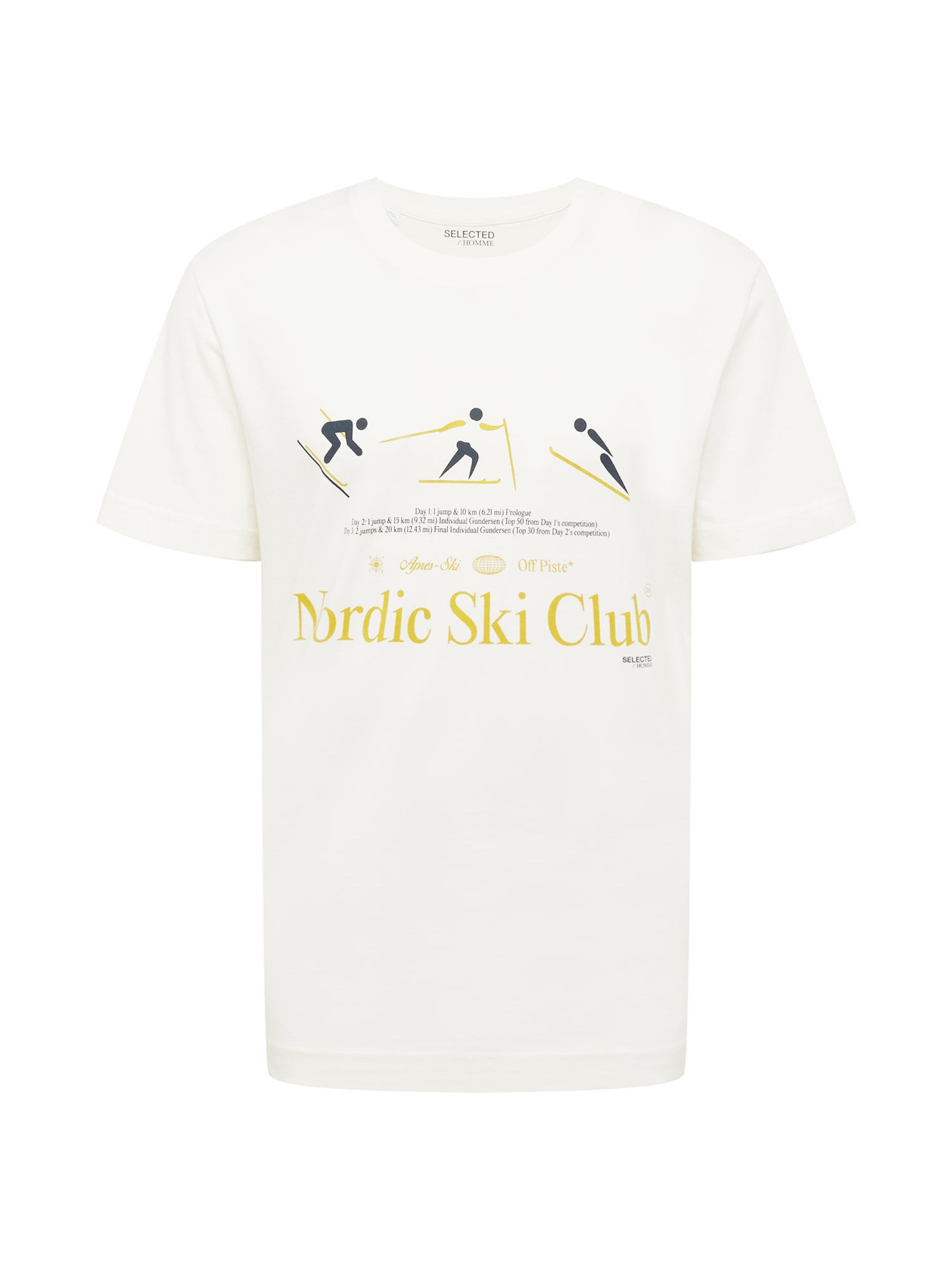 SELECTED HOMME Póló  tojáshéj / sötétsárga / bazaltszürke