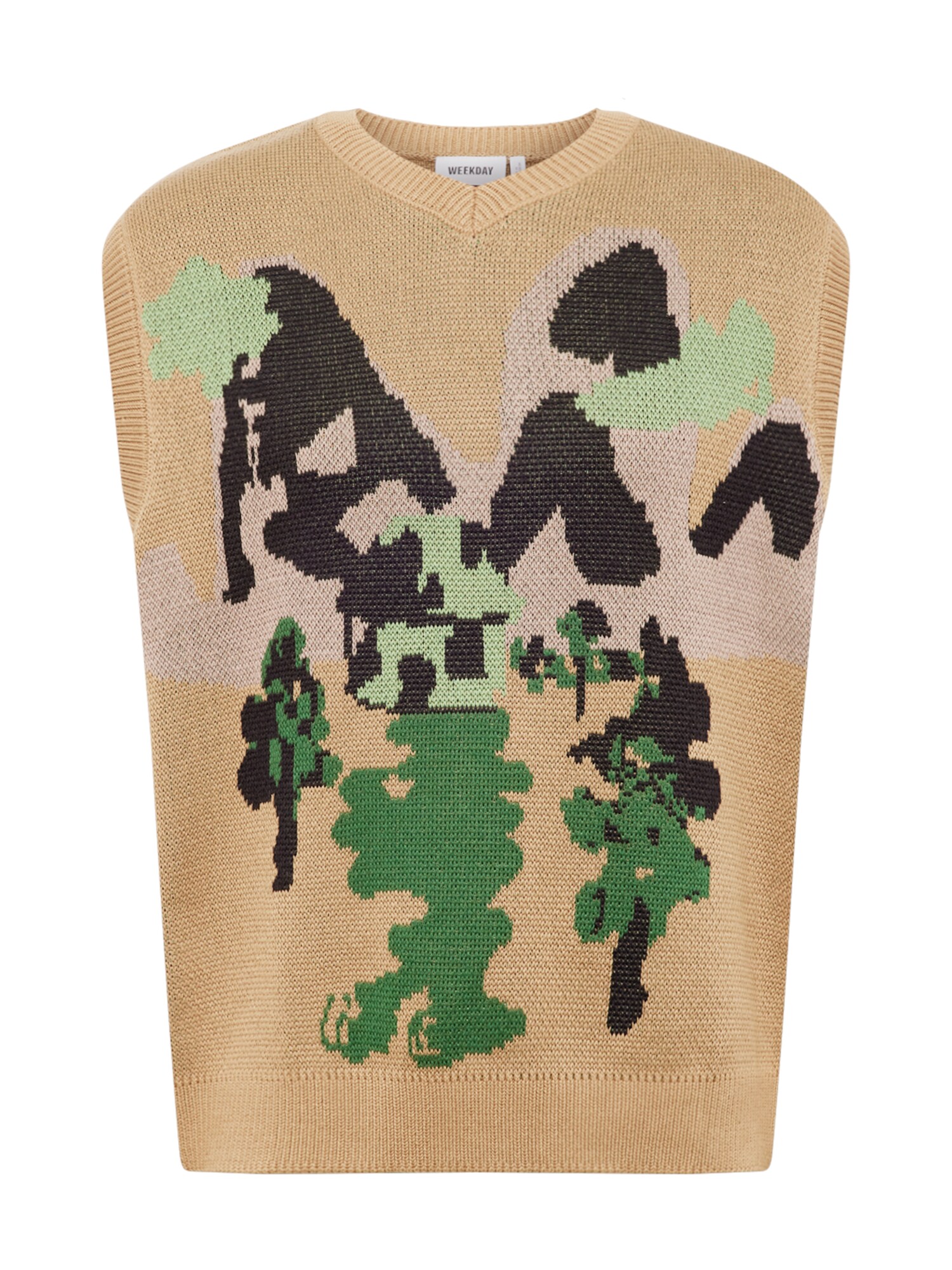 WEEKDAY Ujjatlan pulóverek 'Noa'  sötét bézs / fekete / rózsa / zöld